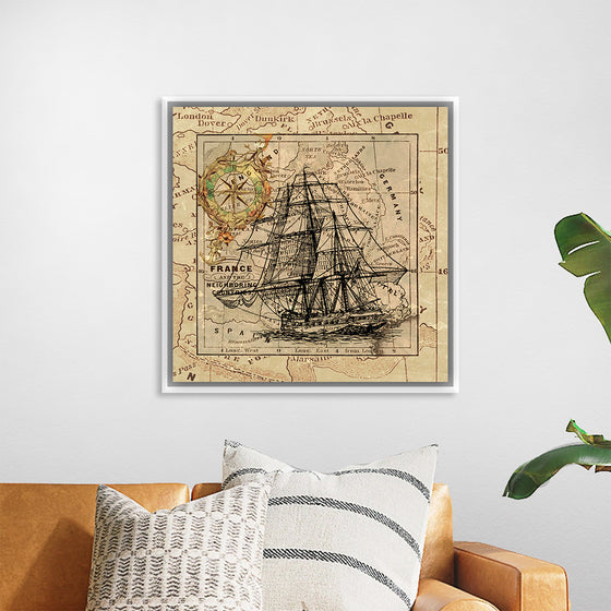 "Ship Map Art Collage"