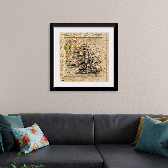 "Ship Map Art Collage"