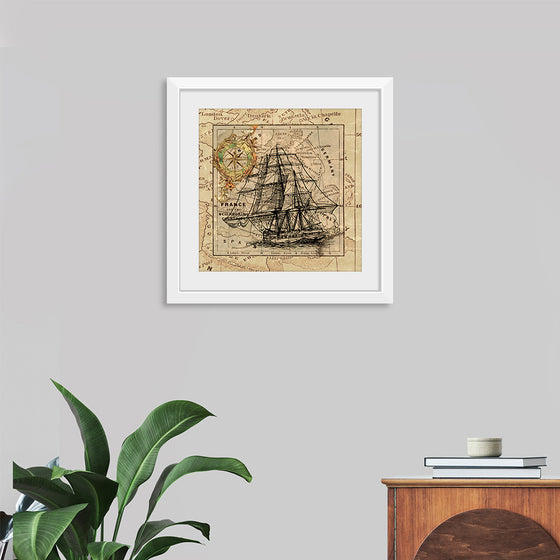 "Ship Map Art Collage"