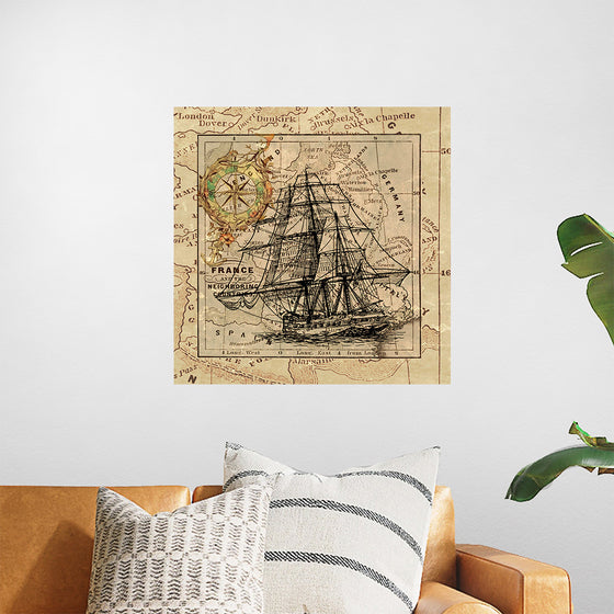 "Ship Map Art Collage"