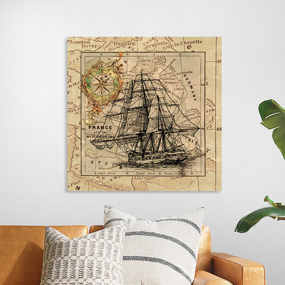 "Ship Map Art Collage"