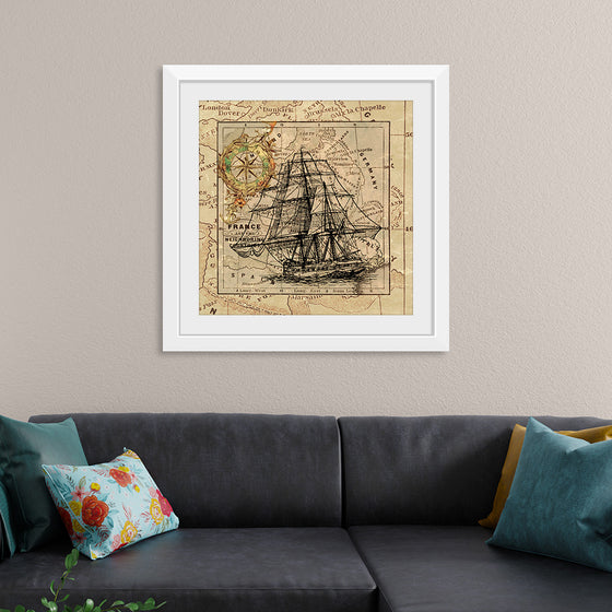 "Ship Map Art Collage"