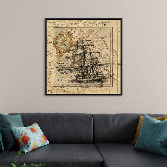 "Ship Map Art Collage"