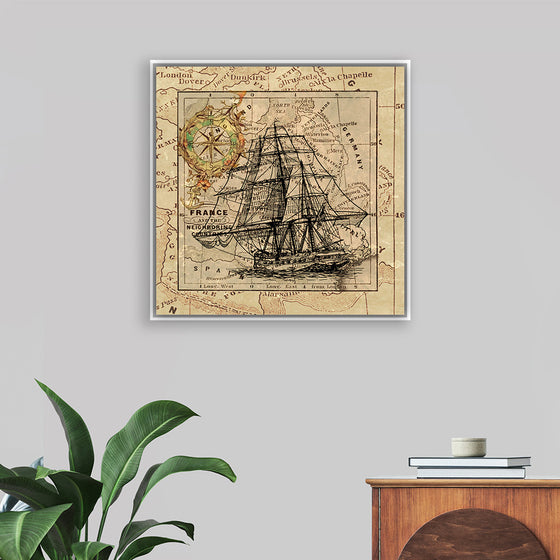 "Ship Map Art Collage"