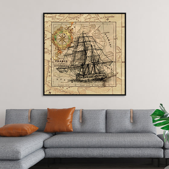 "Ship Map Art Collage"