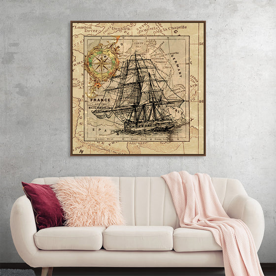 "Ship Map Art Collage"