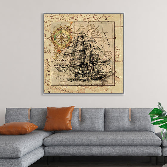 "Ship Map Art Collage"