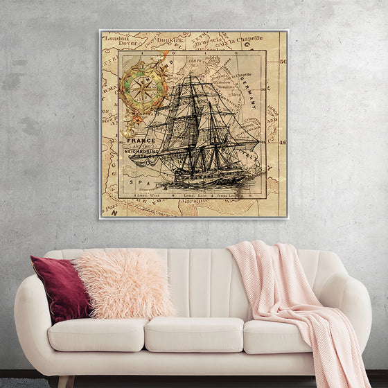 "Ship Map Art Collage"