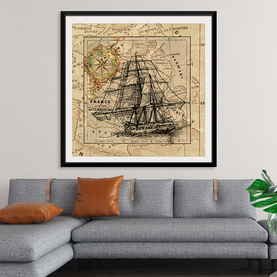 "Ship Map Art Collage"