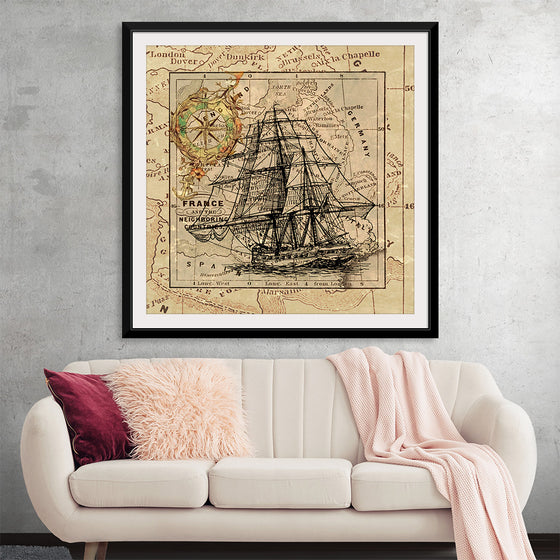 "Ship Map Art Collage"