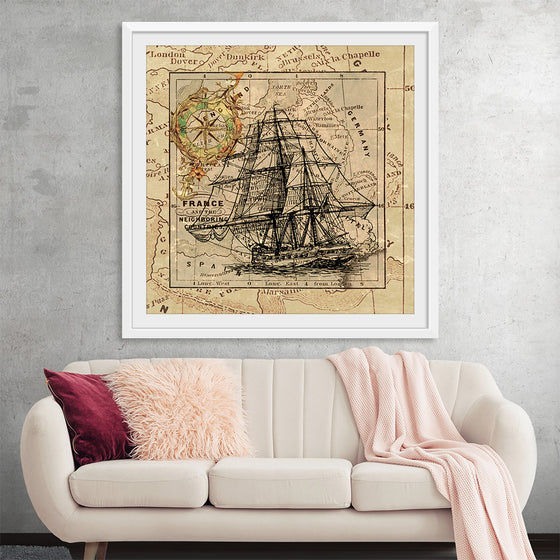 "Ship Map Art Collage"