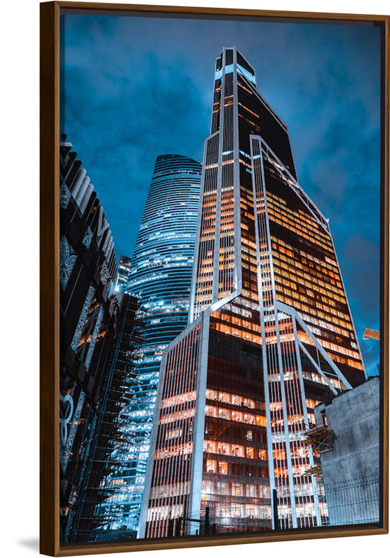 "Low Angle Photography of a High Rise Building at Night", Nikolai Lapshin