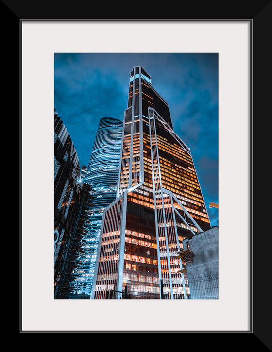 "Low Angle Photography of a High Rise Building at Night", Nikolai Lapshin