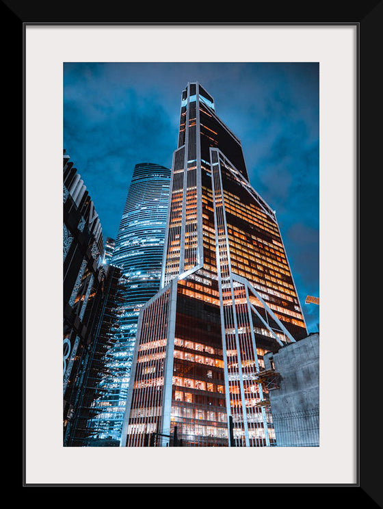 "Low Angle Photography of a High Rise Building at Night", Nikolai Lapshin