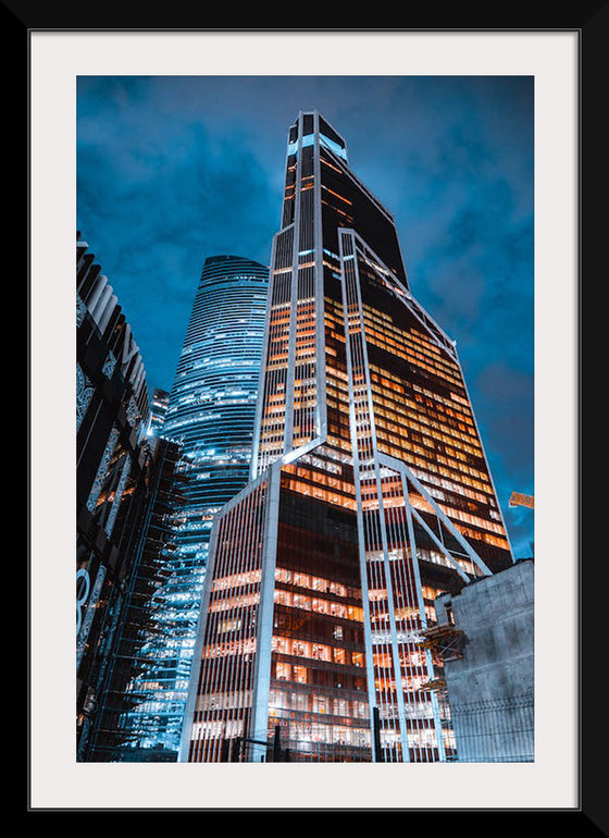 "Low Angle Photography of a High Rise Building at Night", Nikolai Lapshin