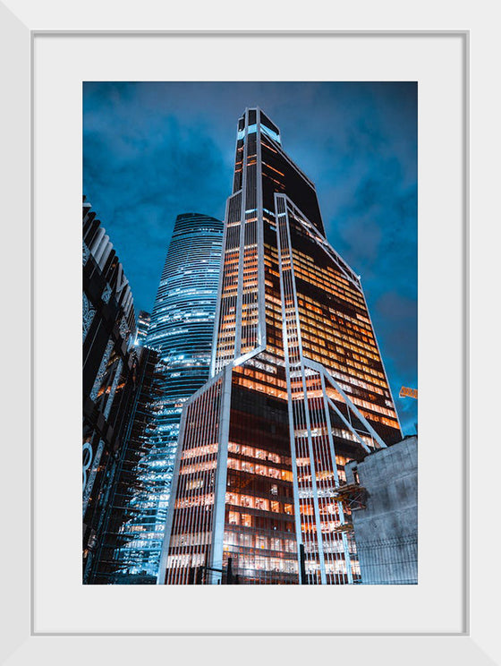 "Low Angle Photography of a High Rise Building at Night", Nikolai Lapshin