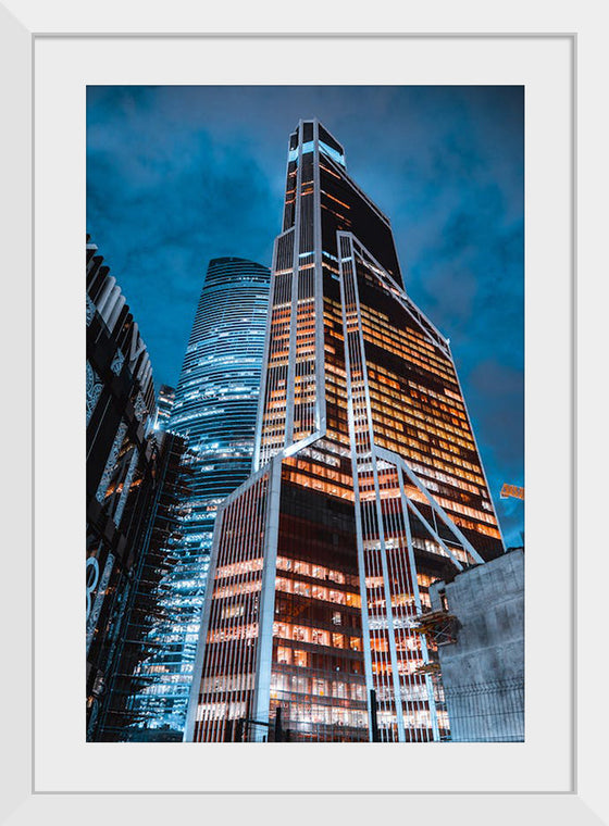 "Low Angle Photography of a High Rise Building at Night", Nikolai Lapshin