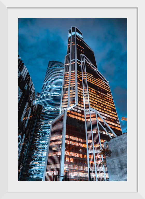 "Low Angle Photography of a High Rise Building at Night", Nikolai Lapshin