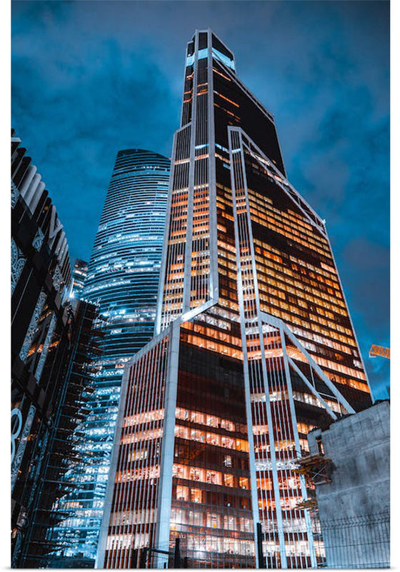 "Low Angle Photography of a High Rise Building at Night", Nikolai Lapshin