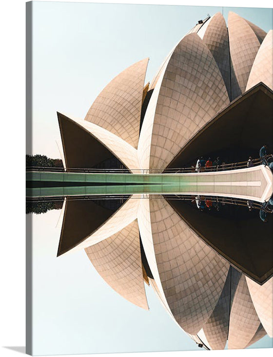 “New Delhi, DL, India” is a limited edition print that captures the serene beauty of the iconic Lotus Temple. The artwork showcases the temple’s marble-clad petals reaching towards the azure skies, with a reflection pool mirroring this architectural marvel, amplifying its grandeur and offering a sense of tranquility. 