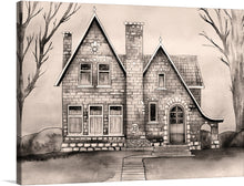  “Old House” is a captivating artwork that transports viewers to a world where the rustic charm of yesteryears is immortalized. Every brush stroke brings to life the intricate details of this vintage abode, nestled amidst nature’s silent whispers. The monochromatic tones weave a narrative of a home that has stood the test of time, echoing stories of the lives it has sheltered and the seasons it has witnessed.