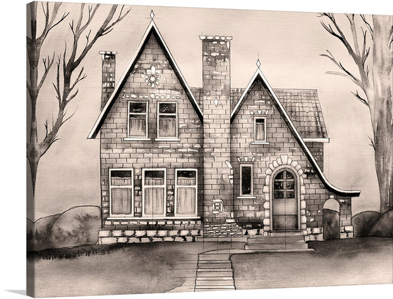 “Old House” is a captivating artwork that transports viewers to a world where the rustic charm of yesteryears is immortalized. Every brush stroke brings to life the intricate details of this vintage abode, nestled amidst nature’s silent whispers. The monochromatic tones weave a narrative of a home that has stood the test of time, echoing stories of the lives it has sheltered and the seasons it has witnessed.