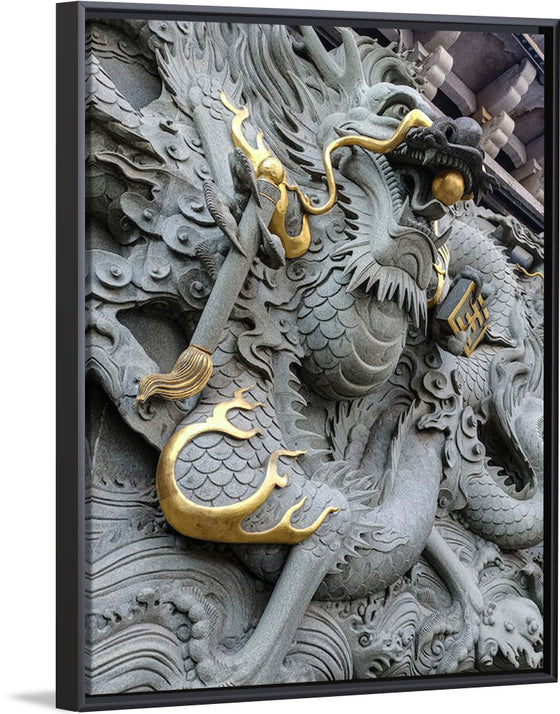 "Dragon Sculpture on Temple Wall"