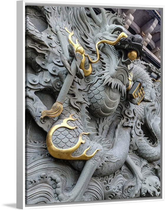 "Dragon Sculpture on Temple Wall"