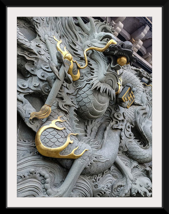 "Dragon Sculpture on Temple Wall"