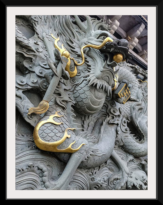 "Dragon Sculpture on Temple Wall"