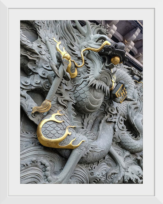 "Dragon Sculpture on Temple Wall"