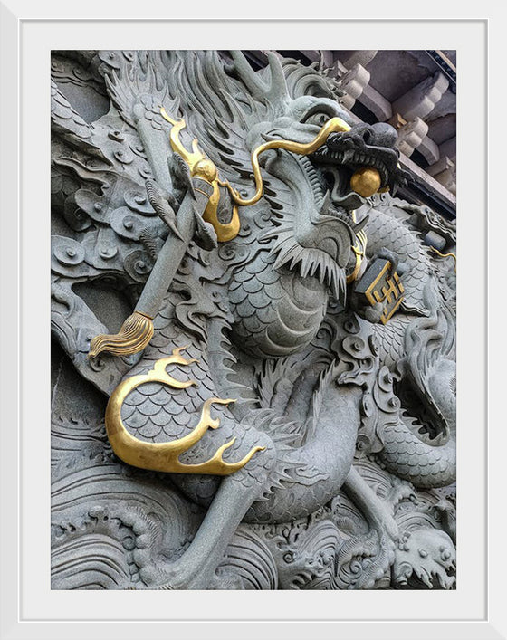 "Dragon Sculpture on Temple Wall"