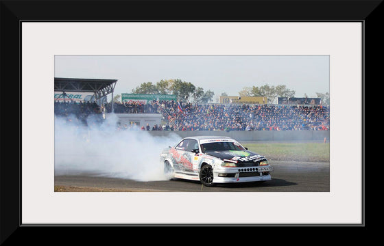 "White race car burnout"