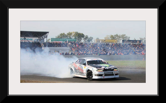 "White race car burnout"