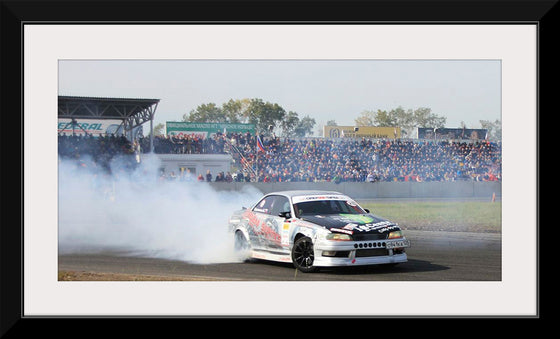 "White race car burnout"