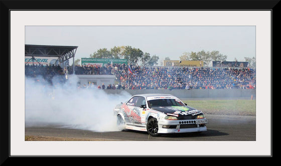 "White race car burnout"