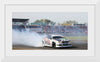 "White race car burnout"