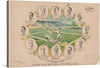 “Our Baseball Heroes - Captains of the Twelve Clubs in the National League” is a captivating artwork that captures the essence of baseball’s golden era. The artwork features twelve portraits of the captains of the twelve baseball teams in the National League, arranged around a scene showing a base-runner attempting to steal second base during a baseball game.