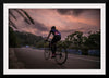 "Male bicycling along a treed road in Ooty"