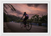 "Male bicycling along a treed road in Ooty"