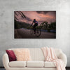 "Male bicycling along a treed road in Ooty"