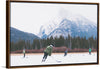 "Children Playing Ice Hockey in Banff National Park"