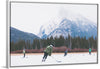 "Children Playing Ice Hockey in Banff National Park"