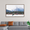 "Children Playing Ice Hockey in Banff National Park"