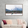 "Children Playing Ice Hockey in Banff National Park"