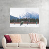 "Children Playing Ice Hockey in Banff National Park"