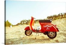  Ignite a sense of joy and freedom in your space with the vibrant print featuring a red motorscooter adorned with the timeless mantra "ALL YOU NEED IS LOVE." This whimsical artwork captures the spirit of carefree adventures and the universal power of love. The bold red hues and the uplifting message make it a striking and positive addition to any room. Hang this print on your wall and let it serve as a daily reminder to embrace the simple pleasures in life and the transformative strength of love.