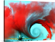  “The Red Cyclone”<span> is a print that thrusts you into a maelstrom of crimson energy. Imagine red smoke spiraling with wild abandon, forming an ethereal vortex against a serene blue sky. The contrast between elemental chaos and tranquil backdrop creates a visual symphony. At its core, this artwork pulses with intensity, inviting you to explore its depths and lose yourself in the dance of color and motion. </span>