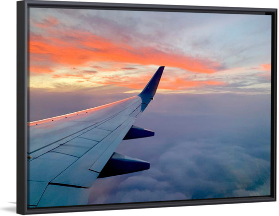 "Beautiful sunset sky view from airplane window"