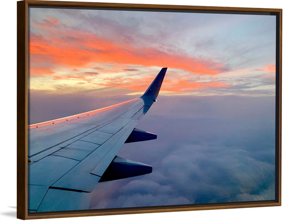 "Beautiful sunset sky view from airplane window"